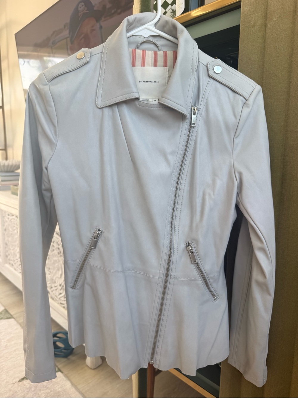 Great faux leather jacket, by Anthropologie.
